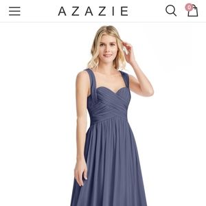 Azazie Bridesmaids long dress Stormy Blue